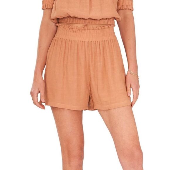 1 State Women's Breezy Neutral Textured High Waist Shorts Size XL - Picture 1 of 6